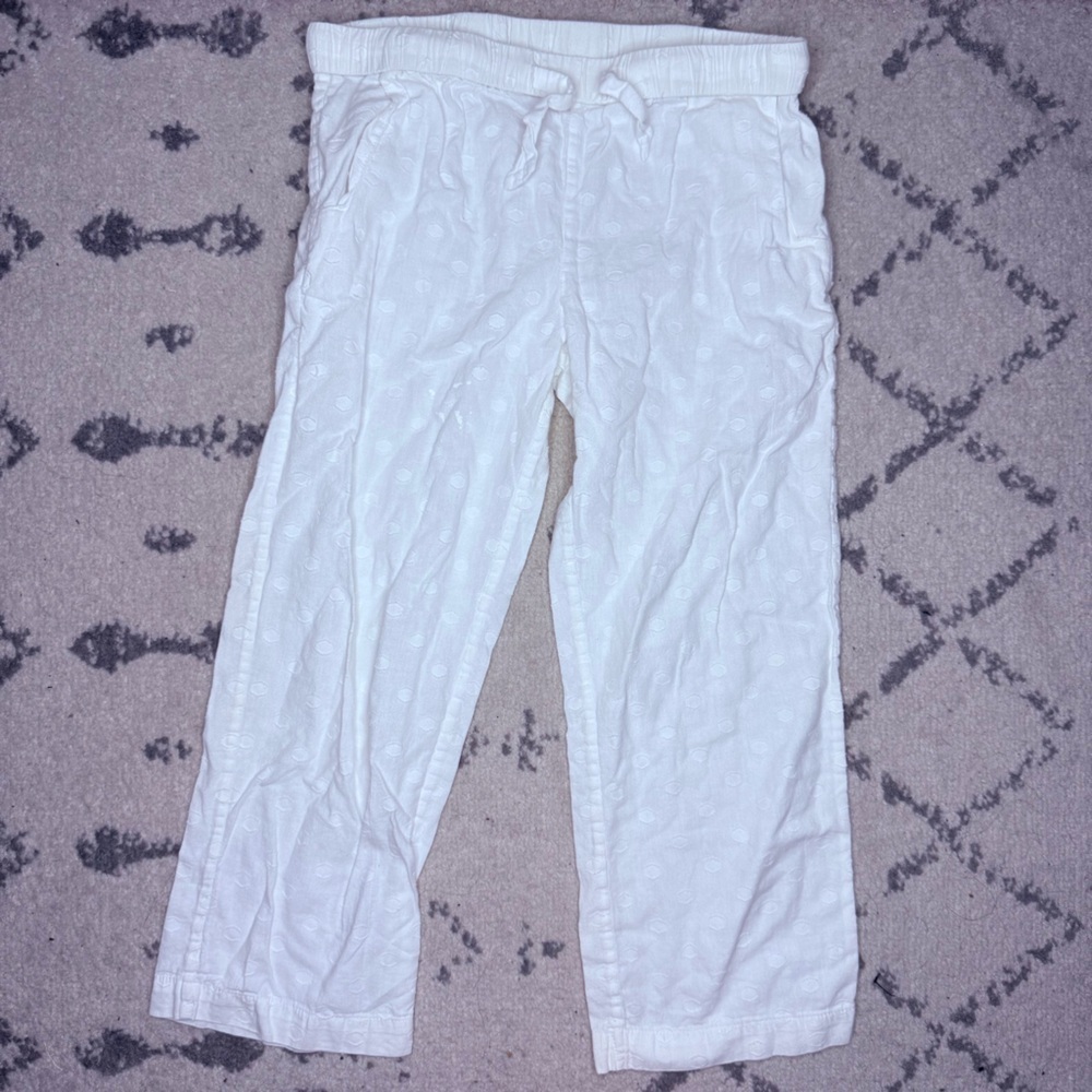 LITTLE YOLKE White Cotton Clip Dot Pajama Bottoms Pants